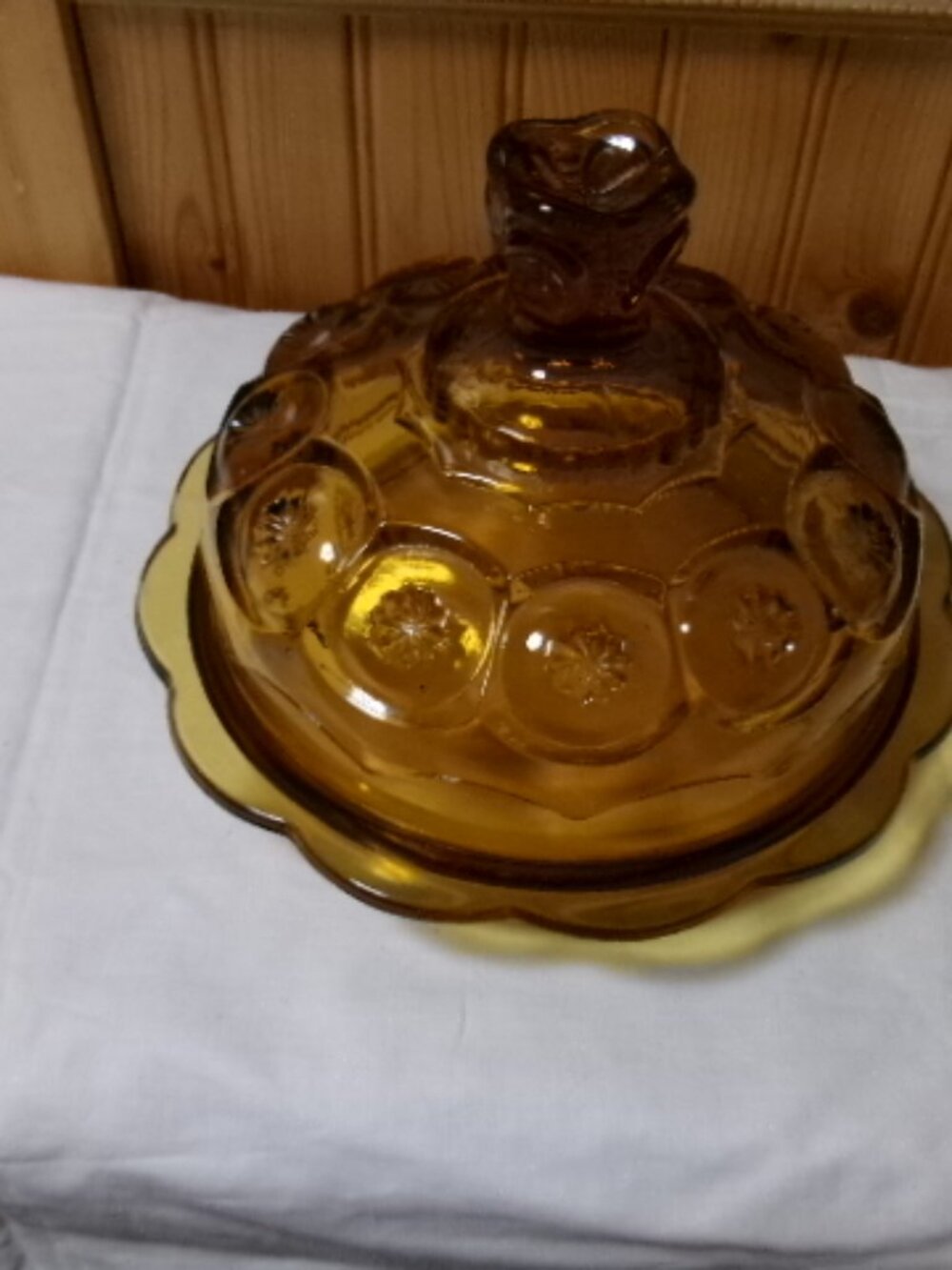Vtg Art Deco MCM moon and star amber cheese dish LE Smith Mint - Picture 2 of 5